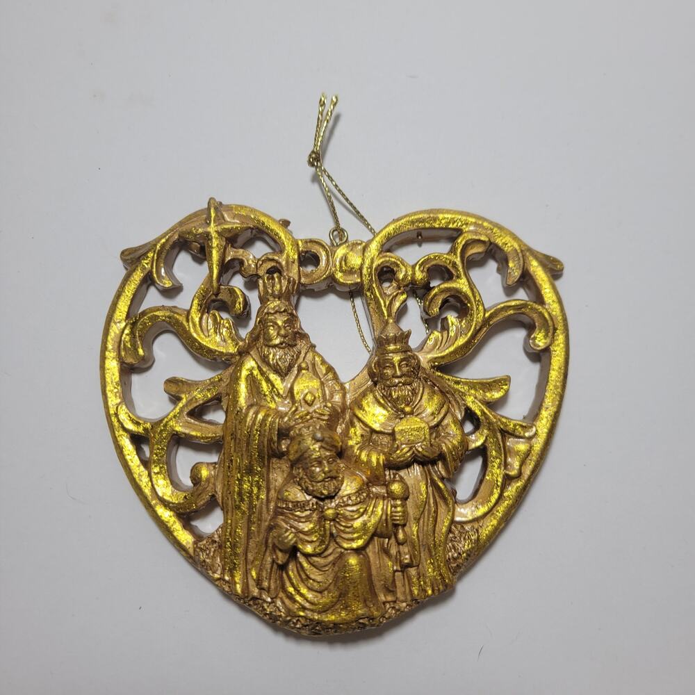 Glitter Gold Painted Wise Men Christian Nativity Celebration Christmas Ornament